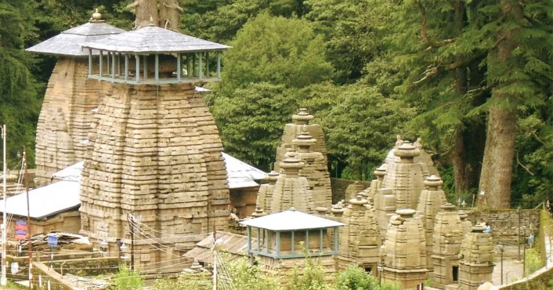 Jageshwar temple complex among deodar trees. From the UttaraPedia image archive.