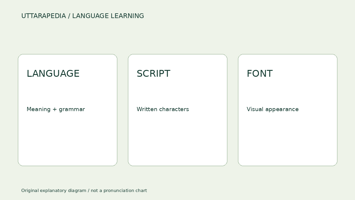 Language, script and font: three different things when you learn to read