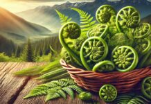 लिंगुड़े (फिडलहेड फर्न्स) मांस – मछली से अधिक शक्तिशाली पहाड़ी सब्जी Fiddlehead Ferns, lingude